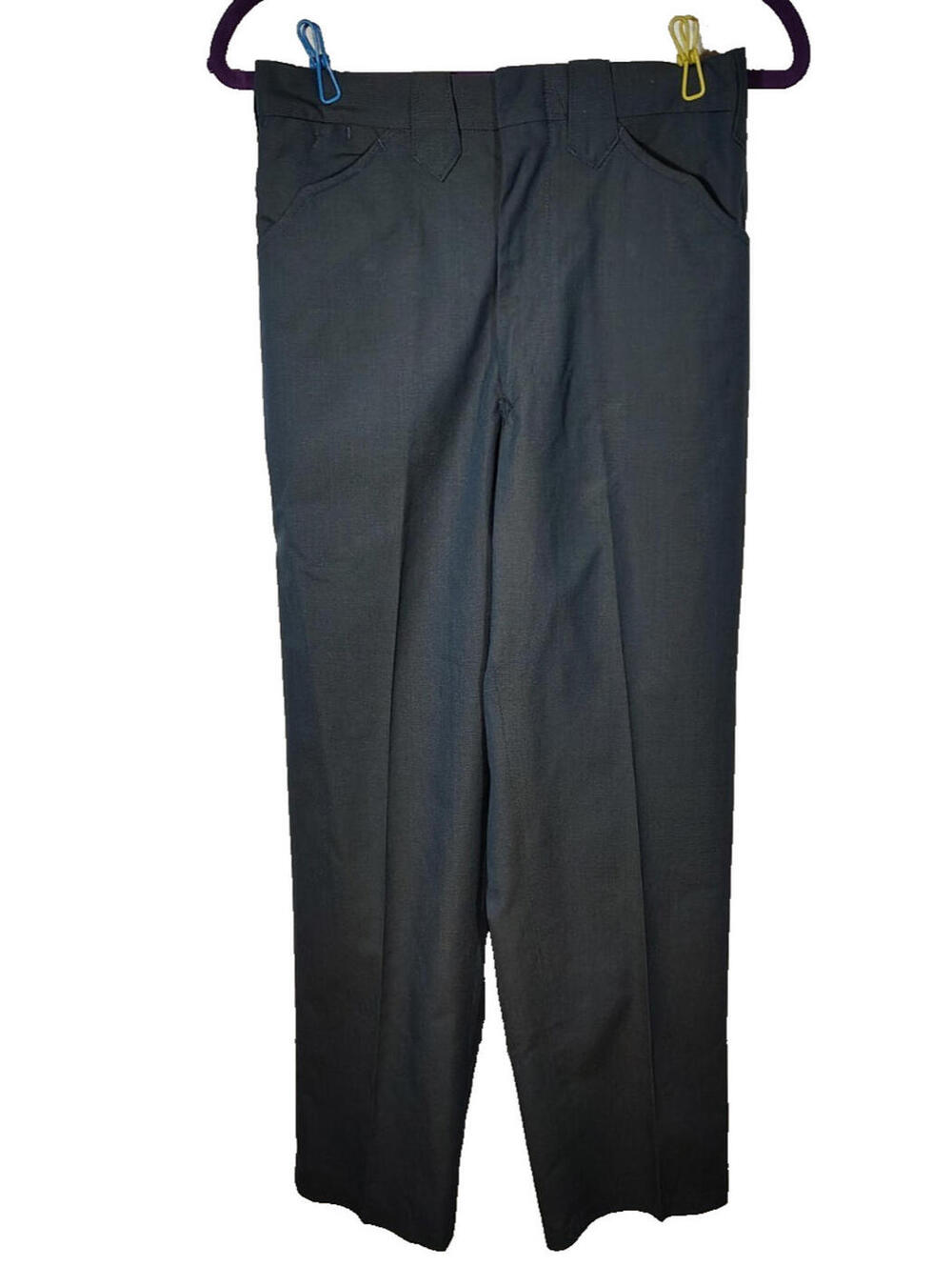 Retro Vintage 70's Galey & Lord Shiny Blue 2 ply blue pants 28W High Rise